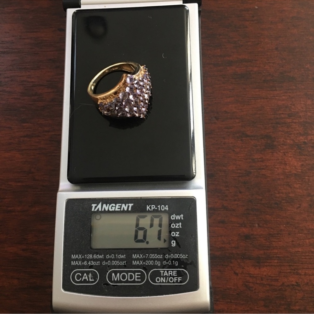 Tanzanite cluster gold plated sterling silver ring - Picture 5 of 13